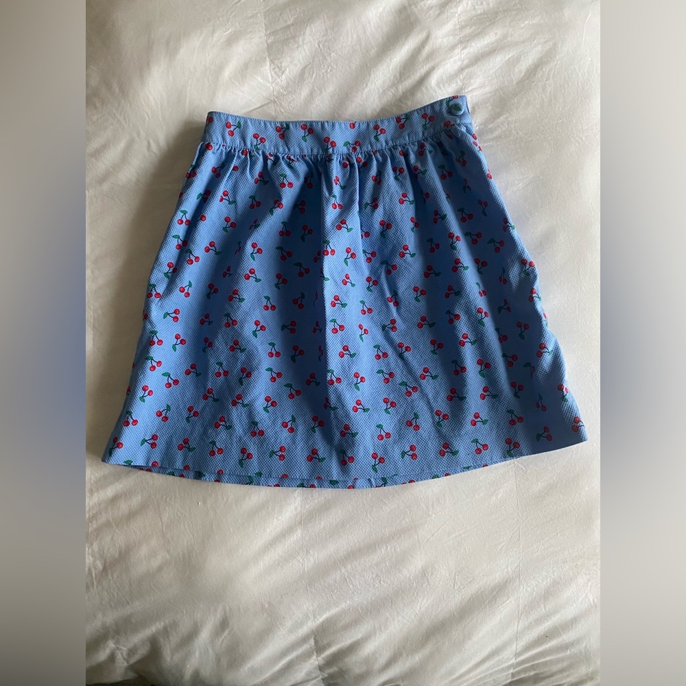 Brooks Brothers Cotton Pique Tossed Cherry Print Skirt
